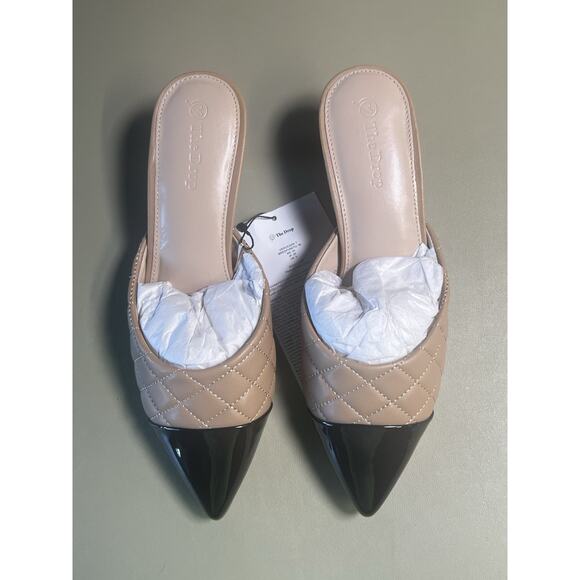 The Drop Women's Paulina Pointed-Toe Two-Tone Mule Praline Quilted Size 7 - Picture 2 of 10